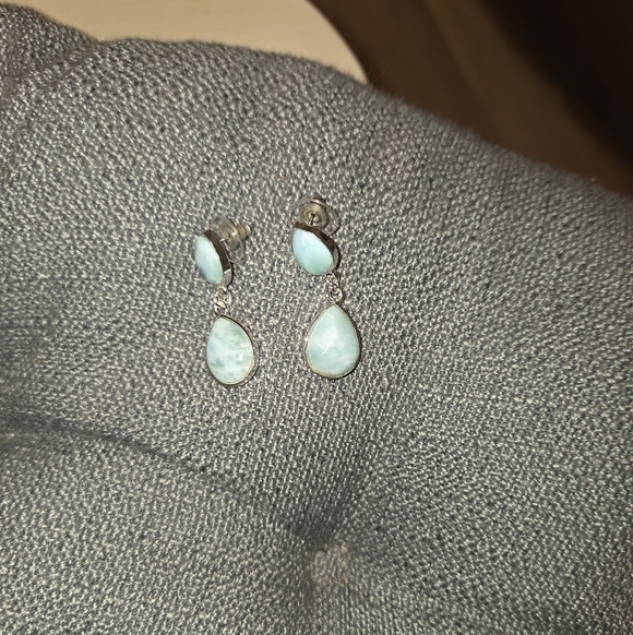 Jewelry - Sterling Silver and Larimar Drop Earrings